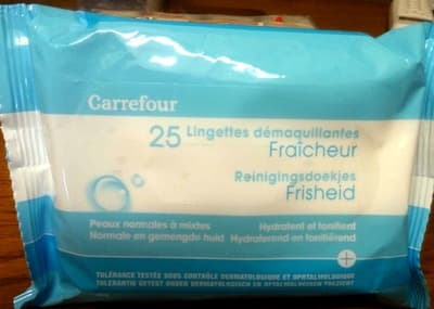 25 lingettes démaquillantes fraîcheur