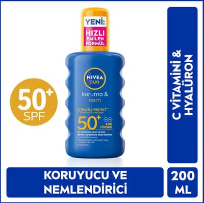Nivea Sun SPF50 Yüksek Güneş Koruyucu ve Nemlendirici Vücut Spreyi 200 ml