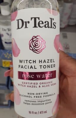 Witch hazel facial toner, rose water